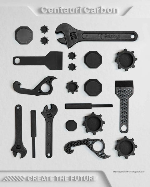 3D printed black plastic tools set from Centauri Carbon CoreXY 3D Printer With Auto Calibration 320C Nozzle Built In Camera