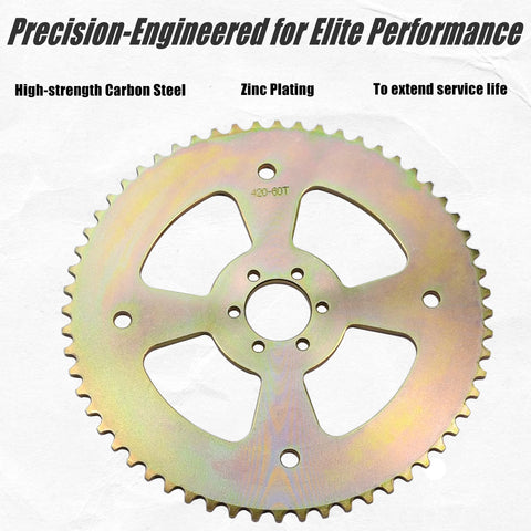 60T 420 Chain Six Hole High Torque Rear Sprocket Direct Fit For Coleman CT100U zinc-plated steel with precision engineering