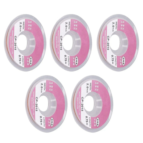 5 Pack High Performance Solder Wick Braid Premium Red Copper Desoldering Wire For Electronics Repair, PCB Cleaning, And BGA Maintenance