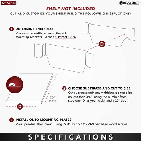 Instructions for customizing a shelf for Hella Durable Heavy Duty Stand Mixer Lift For Kitchen Base Cabinets With Smooth Chrome Steel Slide Out Tray.