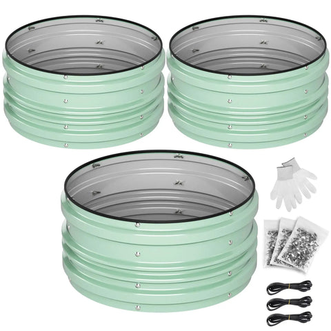 Three Piece Galvanized Raised Garden Bed Set, 2 By 2 By 1 Feet, Open Bottom For Deep Roots, Rust Resistant, Easy Assembly, Safe Edge
