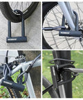 Heavy Duty Bike U Lock With 5 Foot Security Cable And 17mm Shackle securing bikes in various positions