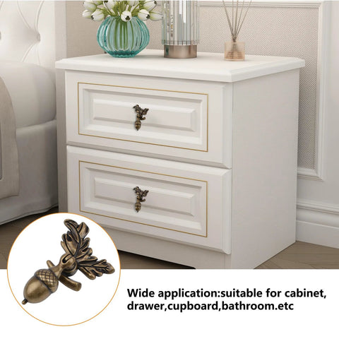 White drawer with Acorn Drawer Knobs With Leaf Pedestal Eight Piece Set In Antique Zinc Alloy And Copper Finish Squirrel Knob Pendant Pull Handles