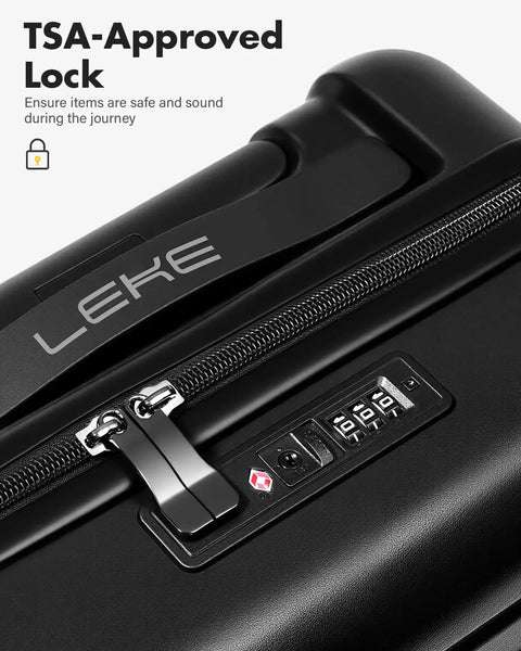TSA lock on black hard shell of 16 Inch Underseat Carry On Luggage Airline Approved Hard Shell Suitcase With TSA Lock And 360 Degree Spinner Wheels Lightweight Personal Item Travel Companion Black.