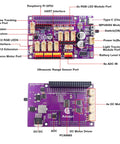Hands-On Mars Rover PiCar-B Smart Car Kit For Raspberry Pi Series 5, 4B, 3B, 3B Plus Kid-Friendly With Obstacle Avoidance, Line Tracking, Light Tracing, Camera, Voice Commands, Python Coding, And A 309-Page PDF Tutorial purple control boards