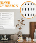 Medium Size Nail Free Wall Pegboard Organizer With Heavy Duty Hooks And Solid Wood Panel, white design on wall with kitchen decor.