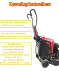 Beefy 12 Head Concrete Floor Grinder With Planetary System 220V, side view showing operating instructions on yellow overlay.