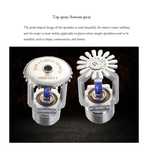 One Piece 141C Automatic Fire Sprinkler Head with petal design for top and bottom spray, ideal for home and business installation.