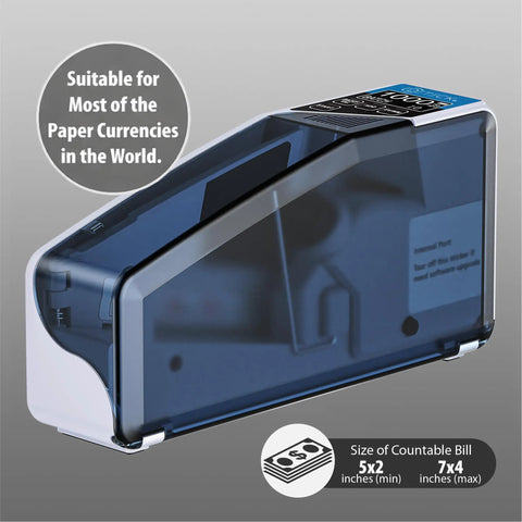 Slick Handheld Money Counter With Ultraviolet And Magnetic Detection For Fast Paced Cash Crunching And Zero Hassle Bill Sorting On The Go Heavy Duty Financial Reader Tool showcasing the counting window.