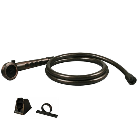 RV Shower Faucet Valve Diverter With Matching Go To Handheld Shower Set In Brushed Bronze Finish, 59 Inch Hose, Motorhomes Use