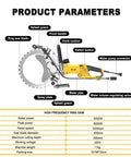 Heavy Duty 5000W Concrete Circular Saw Wall Cutter With 400 Millimeter Blade and Integrated Wet Dust Suppression showing product features and specifications.