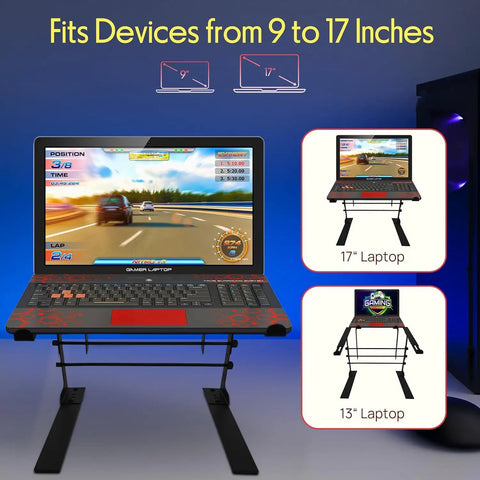 Dual Laptop Stand With Adjustable Height For Home Office, DJ Gear, Gaming Rig And Studio Setup, fits devices 9 to 17 inches