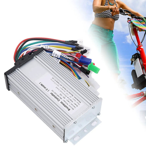 Brushless Motor Controller 48V To 72V Wide Voltage 1000W 1500W Dual Mode With Self Learning For E Bikes And Electric Scooters Universal Replacement 12 Tube Design 26A To 32A Current next to an electric scooter