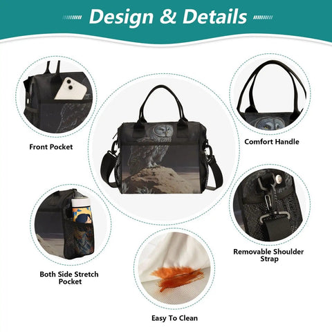 Insulated Leakproof Lunch Tote For Women And Men with front pocket, comfort handle, and easy clean surface.