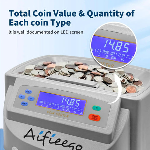 Efficient Coin Counter And Sorter Machine With 48 Coin Wrappers And Change Roller Dual Tube And Bin Smart Modes