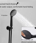 UMJIGF Shower System with Tub Spout, Black Shower Faucet Set 8 Inch Brass Shower Combo Set Wall Mounted Mixer Shower with 3 Mode Handheld Shower showing pressurized hand shower.