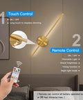Rechargeable Wireless Wall Sconces Set Of Two 24 Inch gold touch and remote control for adjustable dimmable accent lighting.