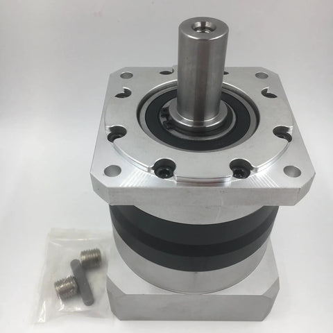 Beefy NEMA 34 Planetary Gearbox With 20 to 1 Gear Head Reducer For CNC Machines, 14mm Input Shaft, 86mm flange, close-up view
