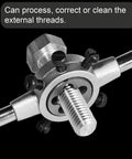 Round Threading Die Set M2 X 0.4 Right Hand Metric Threading Die Alloy Tool Steel Heavy Duty in use on a metal thread