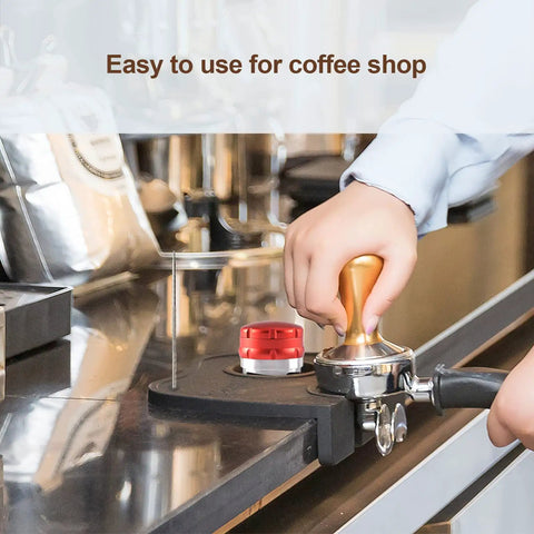 Espresso Tamper Mat For Home Barista Setup, Food Safe Silicone Coffee Tamp Pad With Anti Slip Surface in use on counter