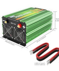 3500W Pure Sine Wave Inverter 12V DC To 120V AC Power Converter for Car RV Motorhome with LCD remote and AC terminal block shown with cables