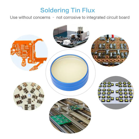 All Purpose Solder Flux Paste For Electronics Rosin Flux For PCB SMD BGA PGA Soldering Non Corrosive And Non Conductive shown with PCB images