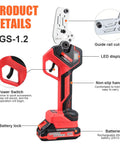 Heavy Duty Electric Din Rail Cutter With Slick Dual Groove Design For Knockout Straight Cuts On 35mm Aluminum And Steel Guide Rails No Sweat Portable Power Tool For Electrical Techs And Rough Site Work Daily - features close-up of non-slip handle and LED display.
