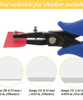 One Sixteenth Inch Round Hole Punch Pliers for Sheet Metal and Leather Crafting showing thickness gauge suitability details