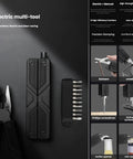 13-in-1 Full-Size Multitool With Ratcheting Screwdriver And Pliers Functions Crafted From Heat-Treated Steel, black design with various tools.