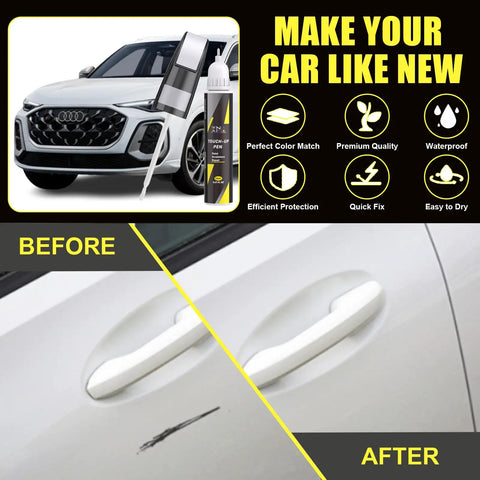 Brilliant Black Audi Touch Up Paint Kit With Exact Color Match For Scratches And Chips Repair 2 In 1 Quick Easy Fix Car Scratch Remover For Nicks And Chips shown fixing car scratch.