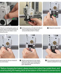 Step-by-step installation guide for A1 Mini Stainless Steel Hotend Kit with 0.4mm Hardened Steel Nozzle on a 3D printer.