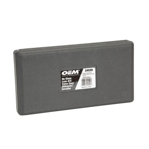 Carrying case for R134a HVAC Valve Core Removal And Installation Tool With Built In Ball Valve For No Gas Loss.