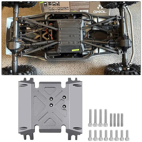 CNC Aluminum Center Gearbox Mount and Transmission Skid Plate for Axial Wraith 1 by 10 RC Crawler 90018 with hardware kit