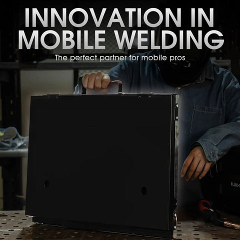Portable Folding Welding Table With Heavy Duty Carbon Steel Build Handy Carry Handle Three Panel Workbench For TIG MIG ARC Welding On Job Sites