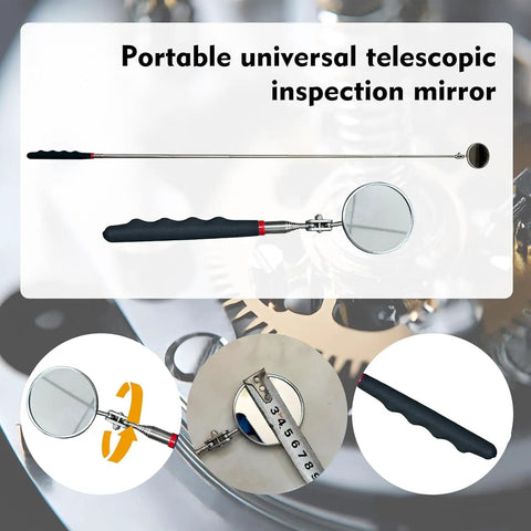Heavy Duty Four In One Telescoping Magnetic Pickup Tool Set With Flexible Claw Grabber 16 Lb Magnet Stick 2 Lb Pocket Magnet Pen 360 Degree Inspection Mirror For Gearheads And DIYers