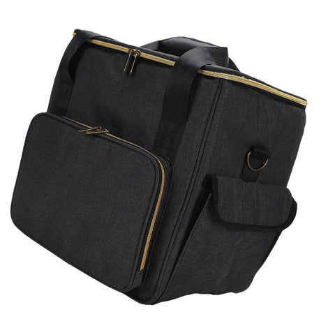 Vinyl Record Storage Bag With Cationic Fabric Thick Padded Base Dual Zippers Removable Dividers Non Slip Feet Gig Ready Travel Case