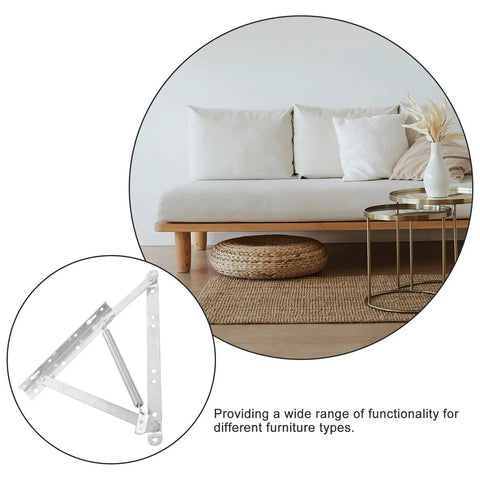 2 Pack Triangular Spring Lift Up Hinges For Sofa Beds And Furniture, hot rolled steel, shown with sofa, creates underbed storage