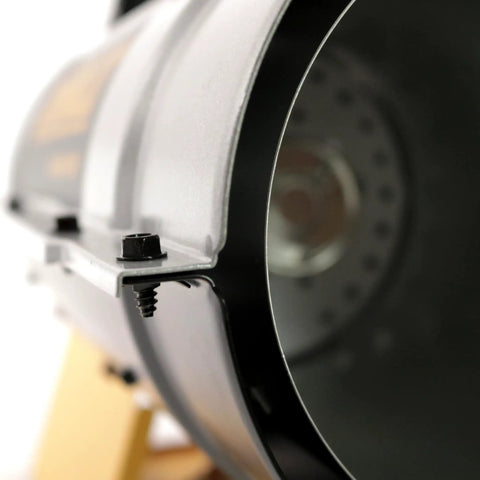 Close-up view of Heavy Duty Forced Air Propane Heater 90000 BTU With Quiet Burner Technology showcasing detailed assembly and metal finish.