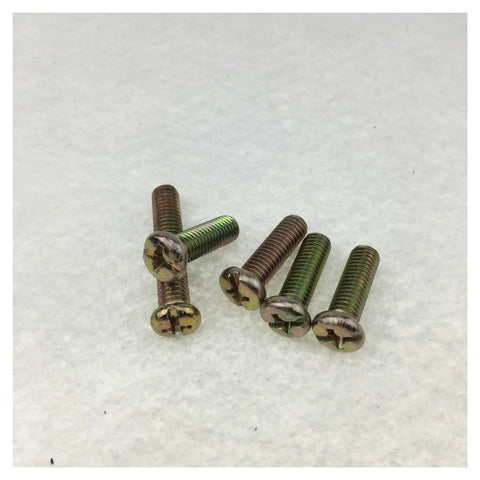 6Mm X 20Mm Flat Head Phillips Machine Screws White Zinc Furniture Hardware Fasteners on light background.
