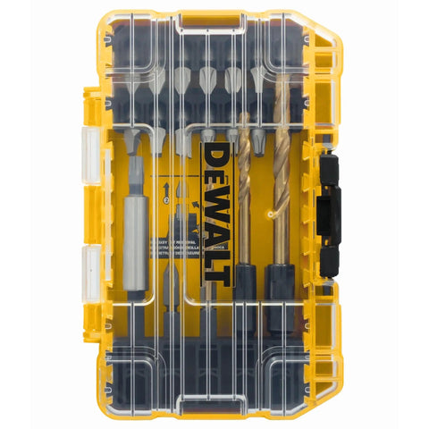 Tough Grip 27 Piece Screwdriver Bit Set And Impact Drill Driver Bits With Heavy Duty Torsion Zone Technology For 40X More Impact Resistance T20 Through T40 Star Bits Laser Size ID Quarter Inch Shank For Impact Drivers in a yellow plastic case