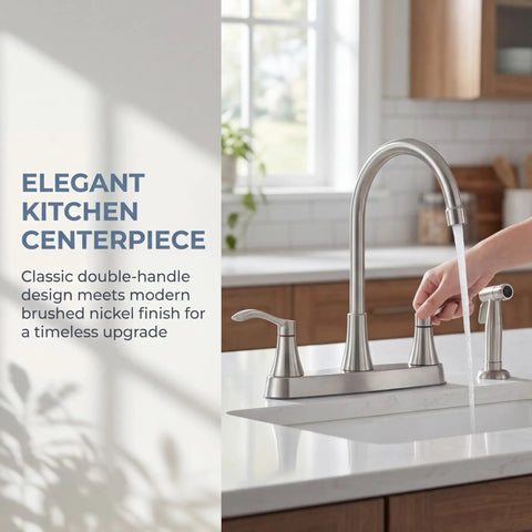 Brushed Nickel Kitchen Faucet With Sprayer And Side Sprayer 3 Hole RV Utility Touch Faucet In Stainless Steel for modern kitchens