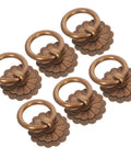 Six Pack Vintage Style Brass Drawer Knobs and Ring Pull Handles Set for Cabinets, Drawers, Wardrobes, and Dressers, Retro Bronze Hardware