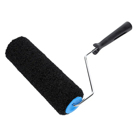 Top Shelf Nine Inch Drywall Texture Roller Cover Heavy Duty Capacity Nylon Design For Flawless Joint Compound Application Slick Wall And Ceiling Finish, black nylon roller with handle.
