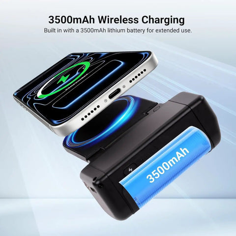 MagSafe Compatible Phone Grip With Wireless Charging And 3500mAh Battery showing wireless connection to phone.