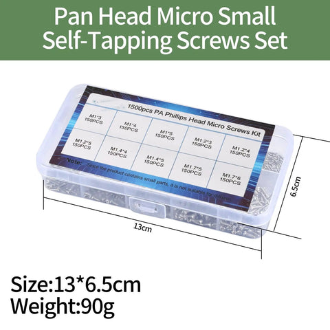 Top Shelf Mini Screw Kit With 1500 Nickel Plated Phillips Fasteners That Fit Like A Glove For Watch Repair Glasses Fixing And Tiny Electronics Upgrades No Fuss Solid Gear in clear storage box.