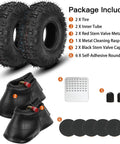 4.10-4 Tire And Inner Tube Replacement Set Two Pack For Go Karts Lawn Mowers Wheelbarrows with accessories kit