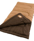 Big N Tall 20F Cold Weather Sleeping Bag For Adults Up To 6ft 4in with soft flannel liner and thermolock draft tube, open view
