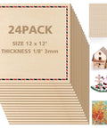 Front view of basswood sheets, 24-pack, 12x12 inches, 3mm (1/8 in) thick.
