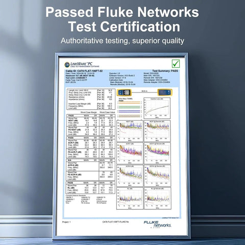 Fluke Networks test certification for Cat6 Ethernet Cable 10 Ft Flat 5 Pack Snagless RJ45 Connectors High Bandwidth Gigabit Network Patch Cables