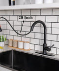 Stainless Steel Kitchen Faucet With Pull Down Sprayer, Farmhouse Brushed Nickel Finish, Single Handle Kitchen Sink Faucet showing 20 inch extension